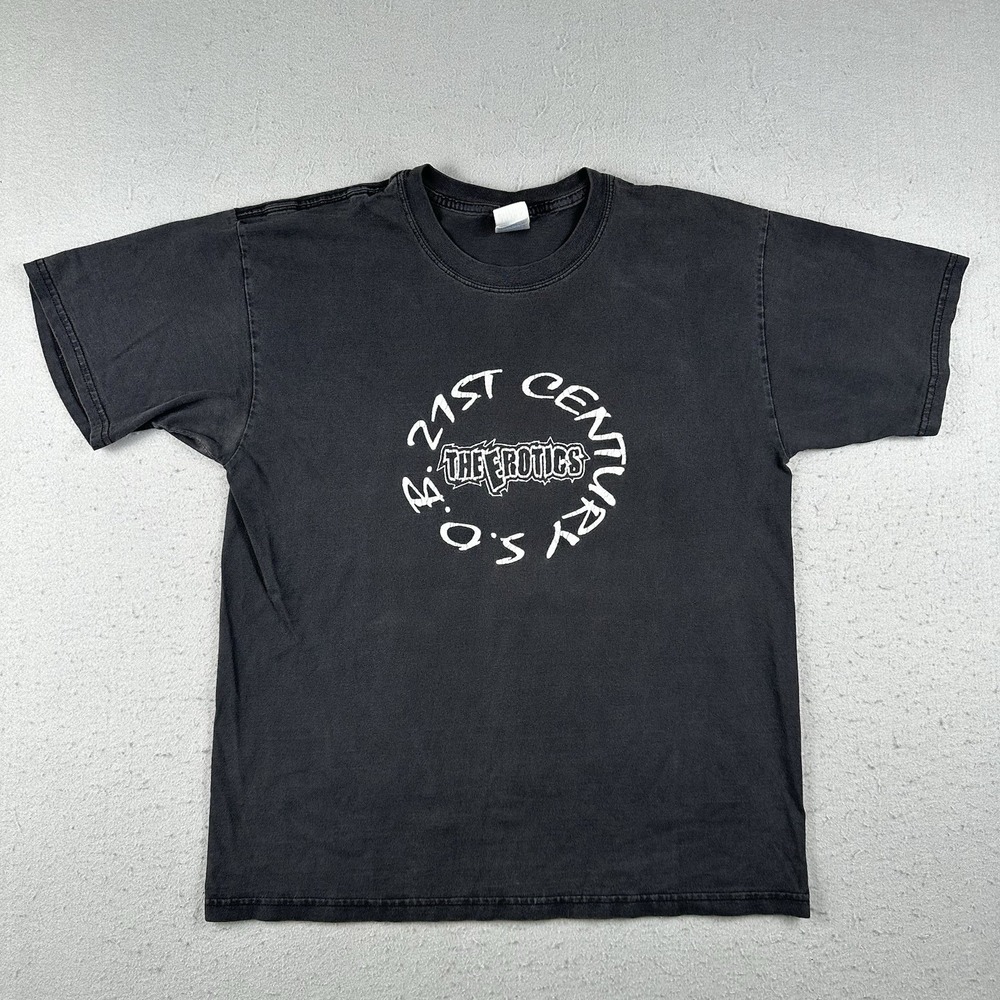 Vtg 2001 The Erotics 21st Century SOB T Shirt Men's Large Black Punk Rock Y2K